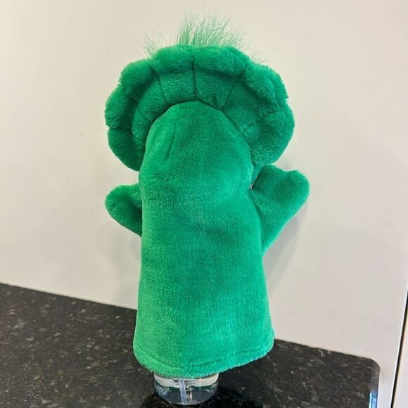 Baby Bop Green Dinosaur Plush Hand Puppet Lyons Group 1990's 9.5-inch Long - Picture 4 of 7